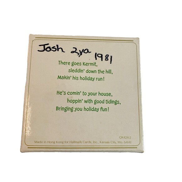 Vintage Hallmark Christmas Ornament KERMIT THE FROG on Sled 1981 in Box - Picture 5 of 5